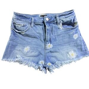 Y2K‎ Material Girl Denim Daisy Frayed Hem Shorts Light Wash Women's Size 11